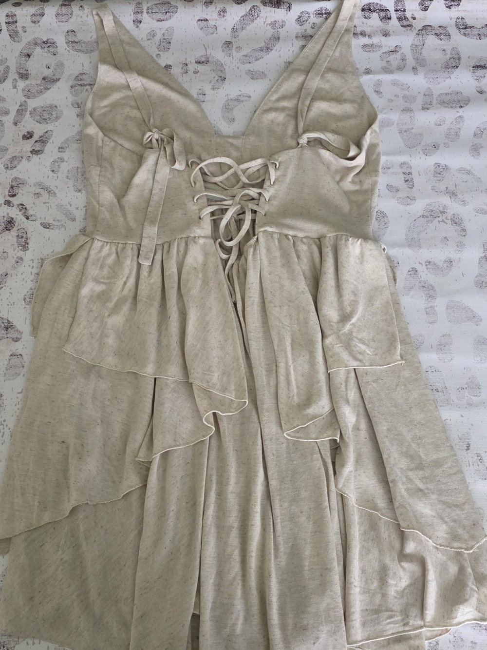 Free People Cream Tiered V-Neck Mini Dress - Picture 12 of 13